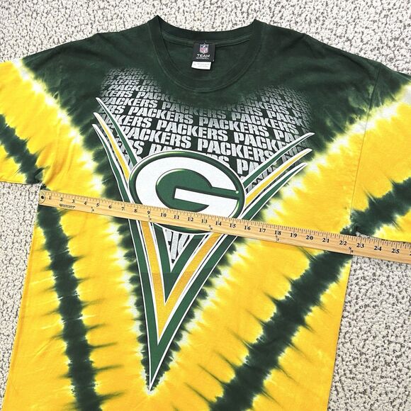 Vintage Green Bay Packers NFL Team Apparel Mens XL T-Shirt Tie Die Green Yellow - Picture 6 of 9